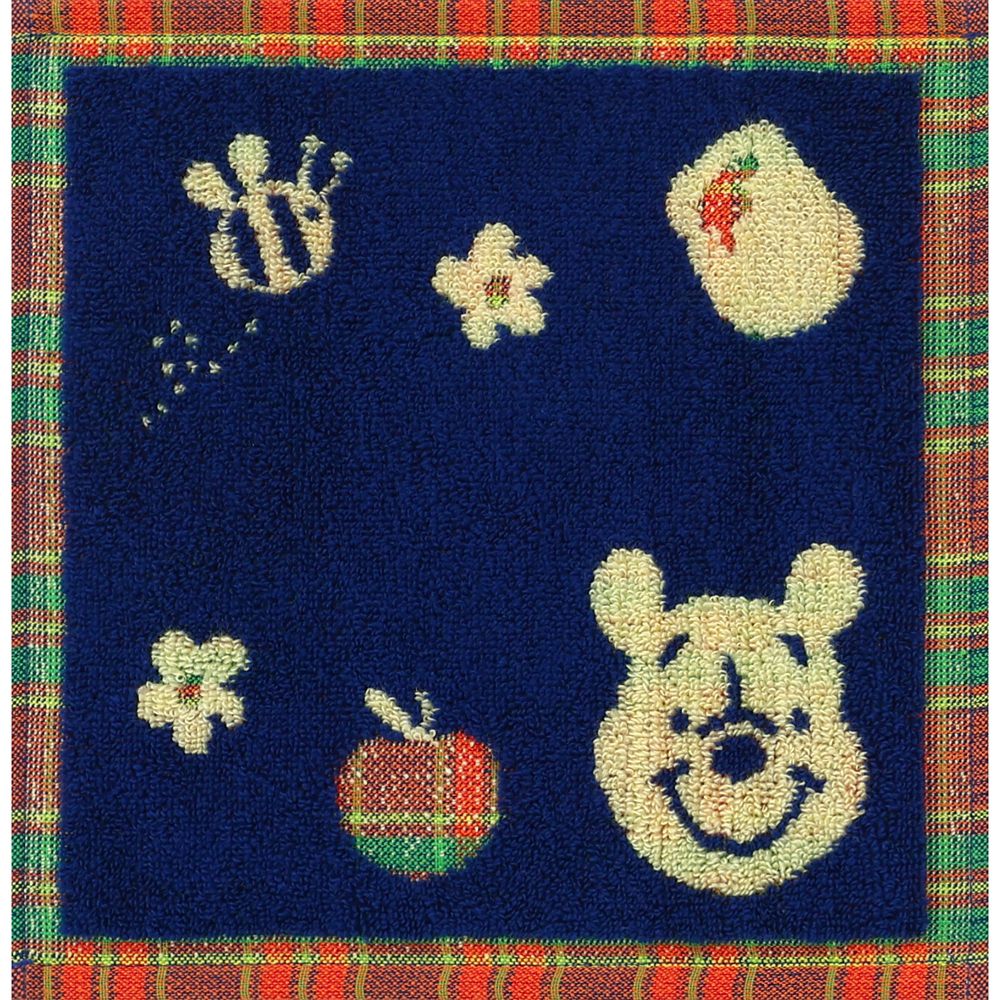 プーさん タオルハンカチ パズルチェック ダークブルー