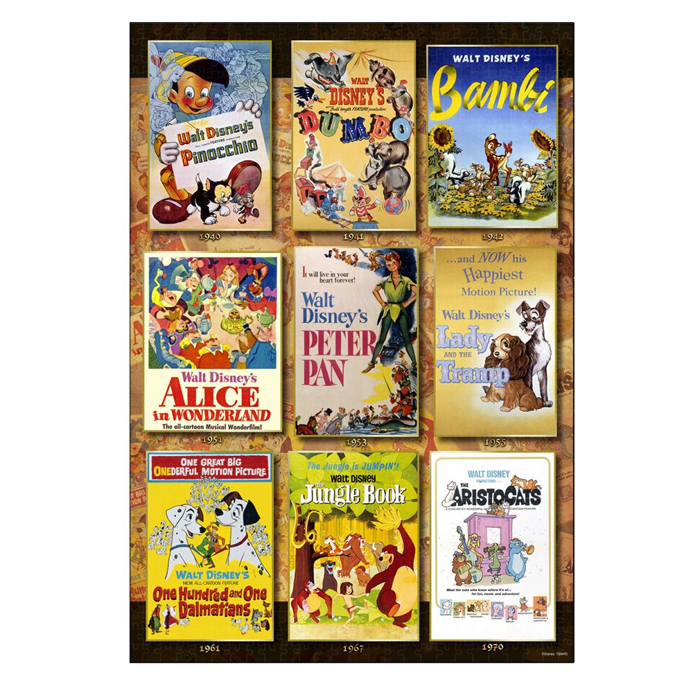 公式 ショップディズニー ディズニーオールキャラクター ジグソーパズル 1000ピース Movie Poster Collection Disney Animations