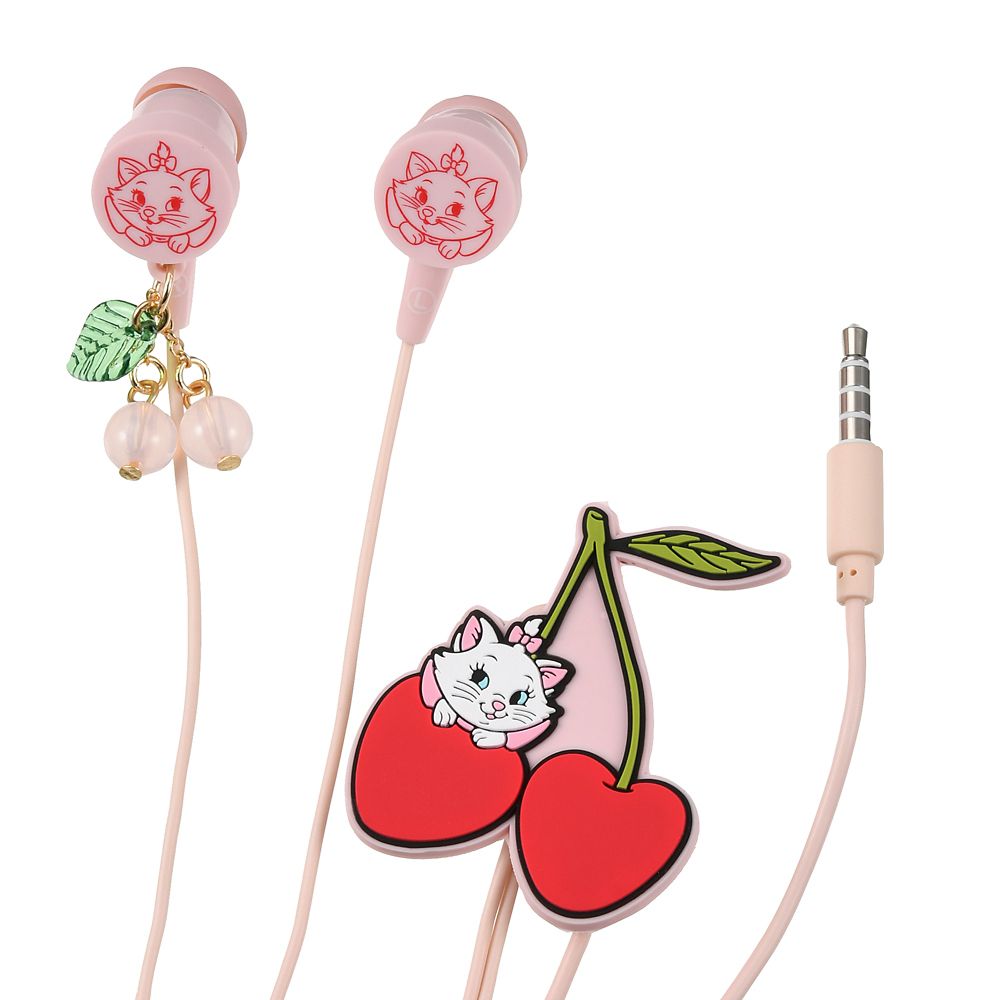 公式 ショップディズニー マリー おしゃれキャット 電子機器用ステレオイヤホン マイク付き Cherry
