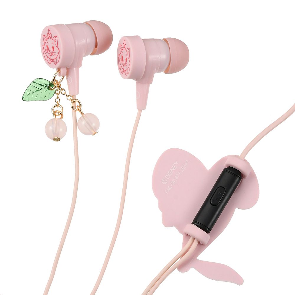 公式 ショップディズニー マリー おしゃれキャット 電子機器用ステレオイヤホン マイク付き Cherry