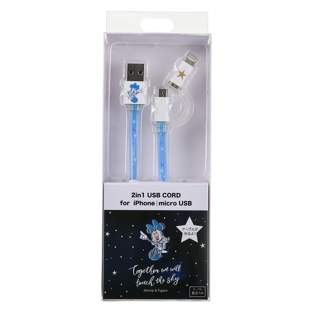 公式 ショップディズニー ミニー フィガロ Iphone Ipad Ipod用usbコード 2in1 ライトアップ Starry Sky