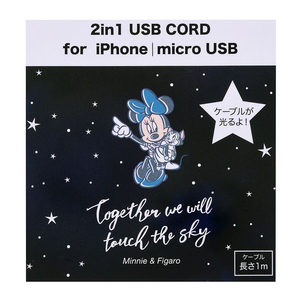 公式 ショップディズニー ミニー フィガロ Iphone Ipad Ipod用usbコード 2in1 ライトアップ Starry Sky