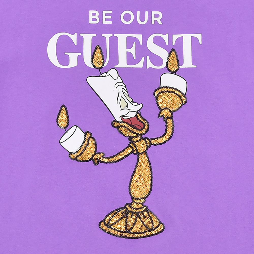 公式 ショップディズニー ルミエール 半袖tシャツ パープル Be Our Guest