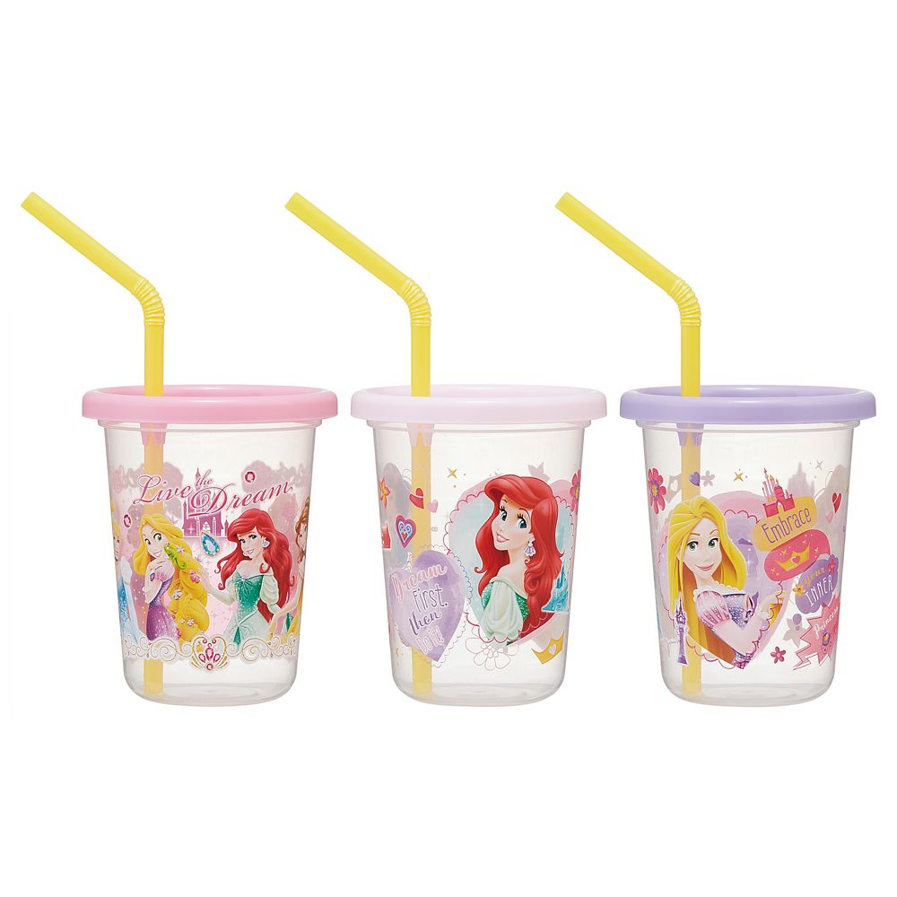 公式 ショップディズニー プリンセス ストロー付きタンブラー 230ml ３個セットsih2st