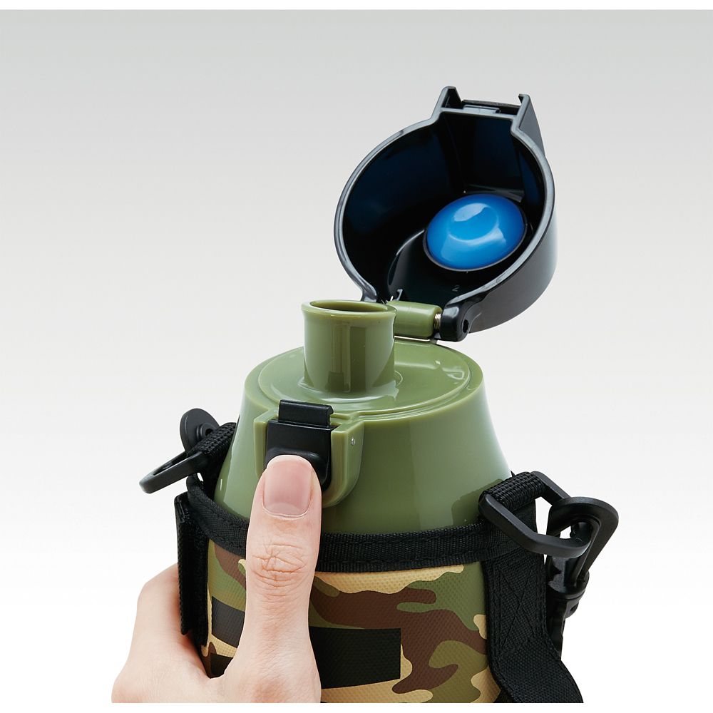 スケーター　マーベル ロゴ ミリタリー 【カバー付き】ロック付きワンプッシュダイレクトボトル[990ml] KSDC10S