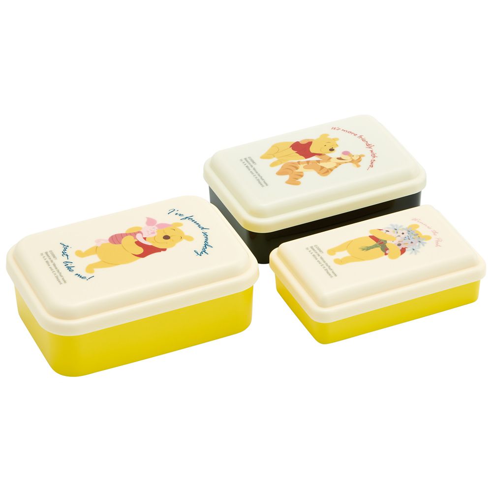 公式 ショップディズニー Pooh Into The Blooms ふわっとシール容器３個セット 長方形 入れ子式タイプ Slus3