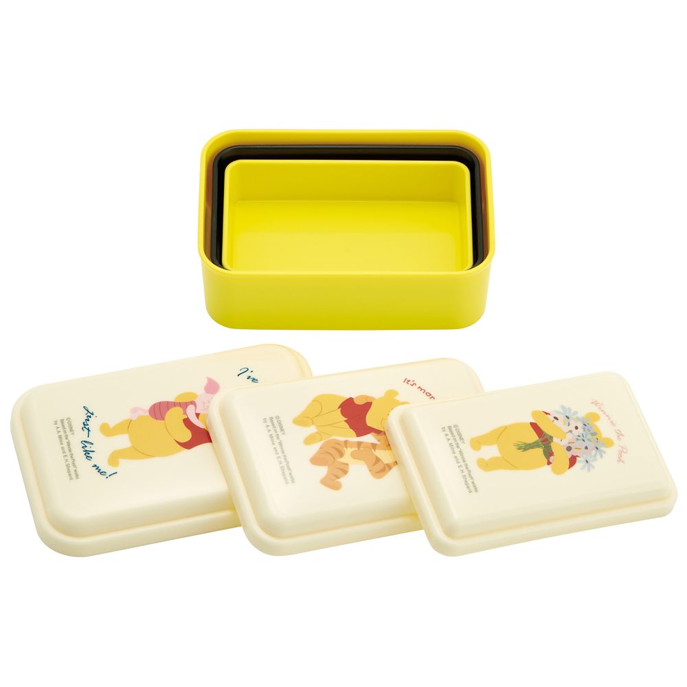 公式 ショップディズニー Pooh Into The Blooms ふわっとシール容器３個セット 長方形 入れ子式タイプ Slus3