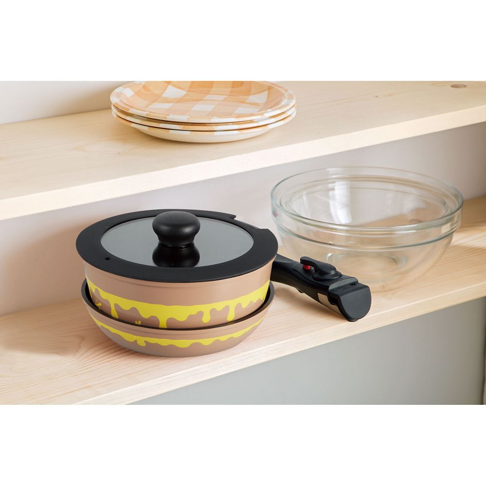 スケーター　【ＩＨ／ガス火対応】取っ手がとれる鍋＆フライパンセット くまのプーさん ANFP2