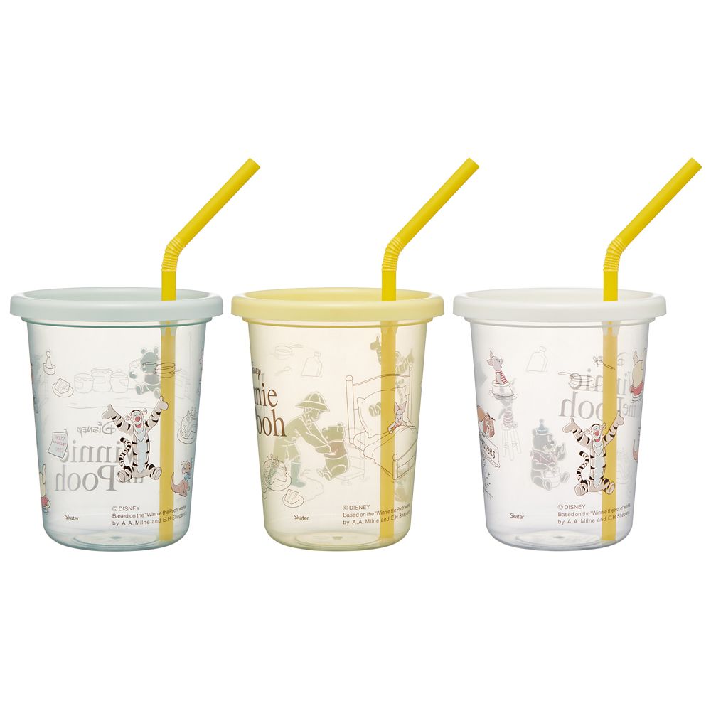 スケーター　ストロー付タンブラー３個  くまのプーさん　Ｃａｆｅ／SIH3ST_656576