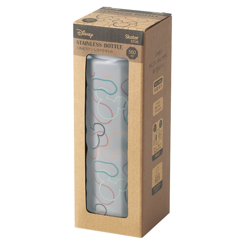スケーター　八角ステンレスボトル５００ｍｌ  ミッキーマウス　チャコール／STO5_680595
