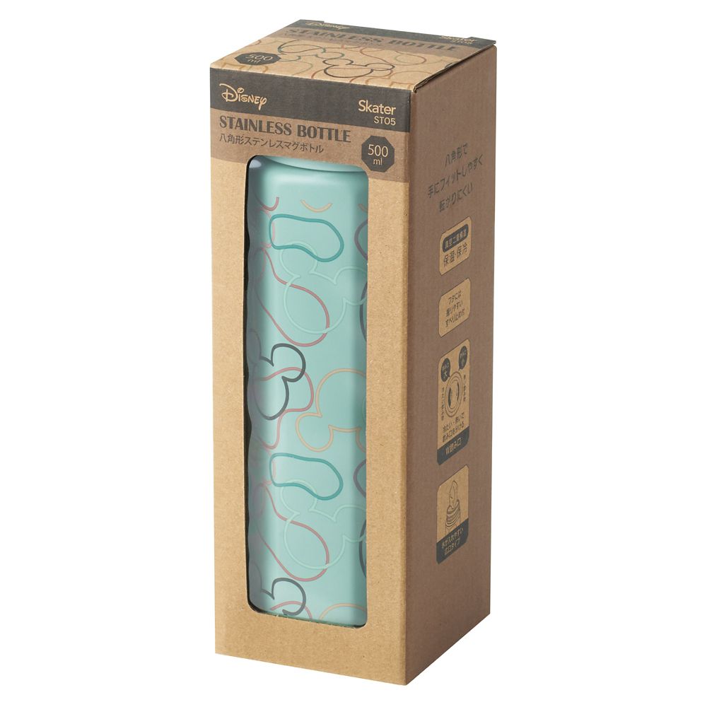 スケーター　八角ステンレスボトル５００ｍｌ  ミッキーマウス　モスグリーン／STO5_680601