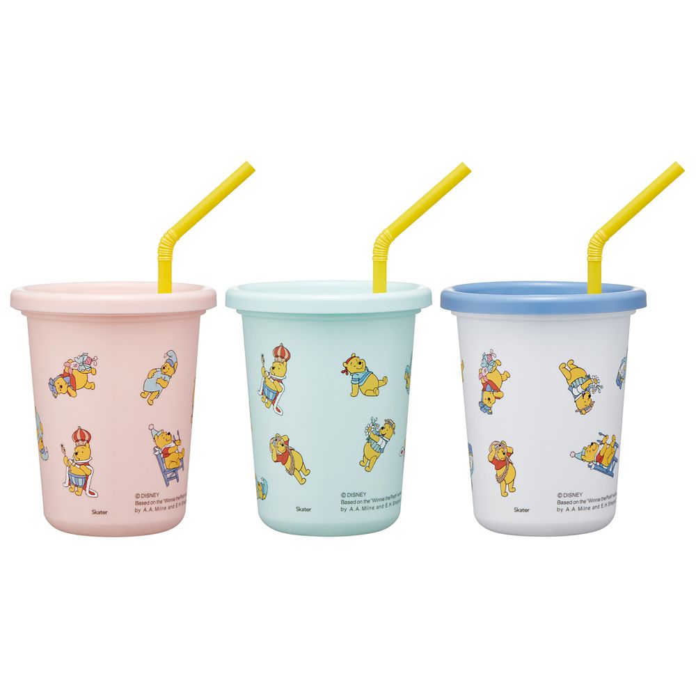 スケーター　ストロー付タンブラー３個  くまのプーさん　コスチューム／SIH3ST_687624