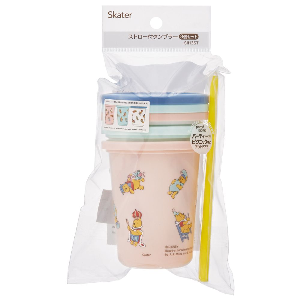 スケーター　ストロー付タンブラー３個  くまのプーさん　コスチューム／SIH3ST_687624