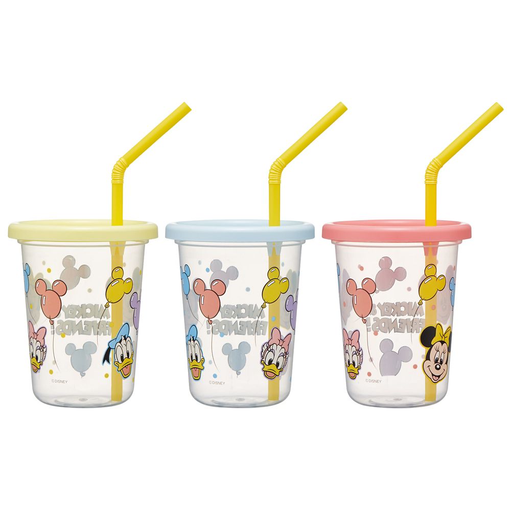 スケーター　ストロー付タンブラー３個  ミッキー＆フレンズ 風船／SIH2ST_689574