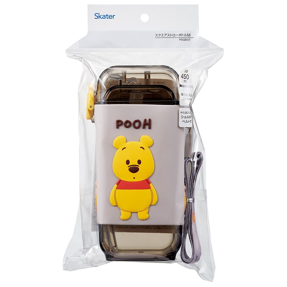 スケーター(Skater) スクエア ストロー ボトル 水筒 M 450ml ワンプッシュ カバー付 ショルダーベルト付 くまのプーさん PSQ5ST_69525