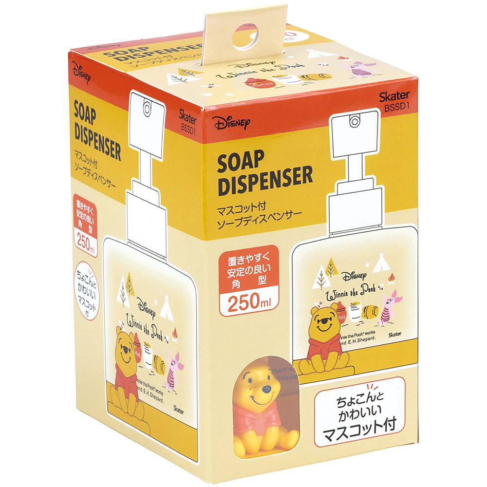 スケーター(Skater) マスコット付 ソープ ディスペンサー 角型 250ml くまのプーさん BSSD1_69532