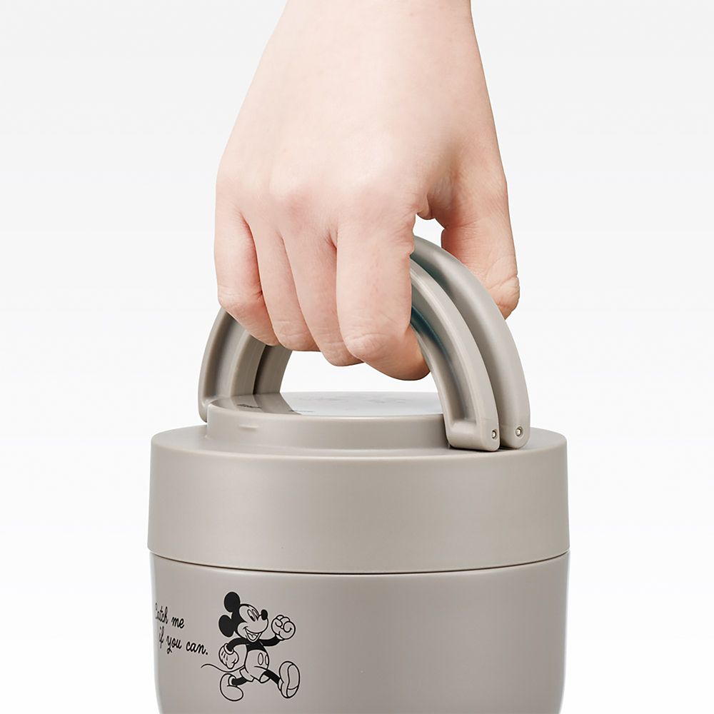 保温弁当箱 丼ぶり型 540ml 女性用 2段 ランチジャー 折りたたみハンドル付 ミッキーマウス シンプルロゴ スケーター LDNO6_70897