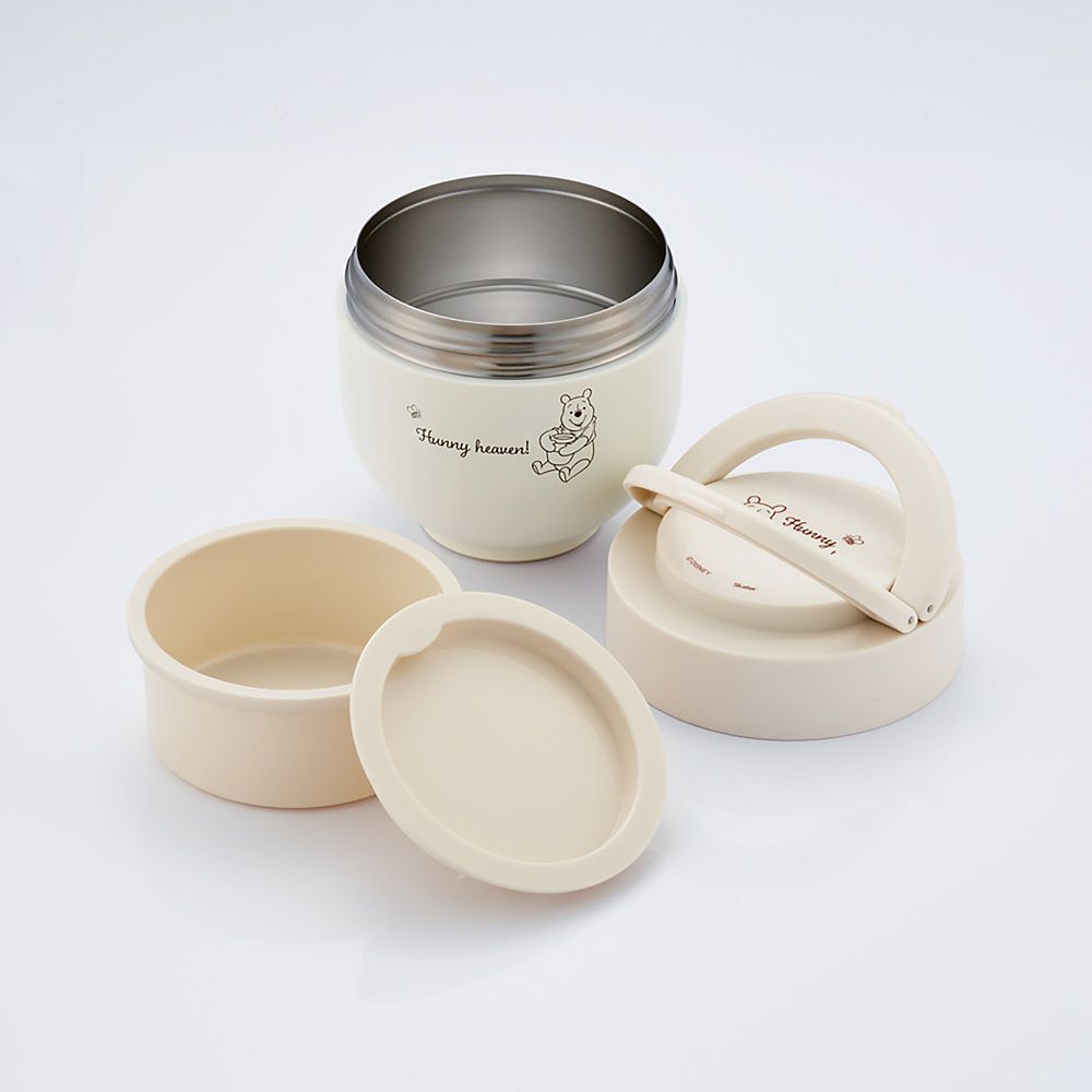 保温弁当箱 丼ぶり型 540ml 女性用 2段 ランチジャー 折りたたみハンドル付 くまのプーさん シンプルロゴ スケーター LDNO6_70903