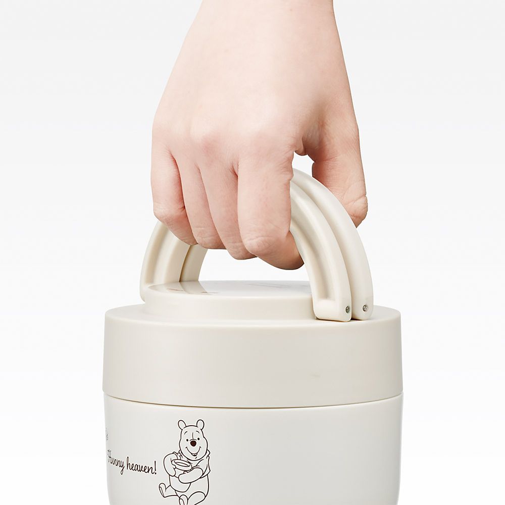 保温弁当箱 丼ぶり型 540ml 女性用 2段 ランチジャー 折りたたみハンドル付 くまのプーさん シンプルロゴ スケーター LDNO6_70903