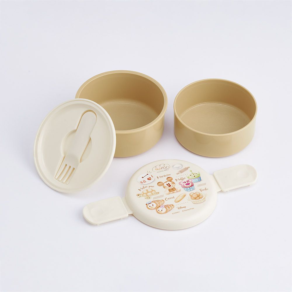 スケーター(Skater) 弁当箱 丸型 ランチボックス 500ml 2段 フォーク付 日本製 Nuiパン スケーター_ONWR1_71741