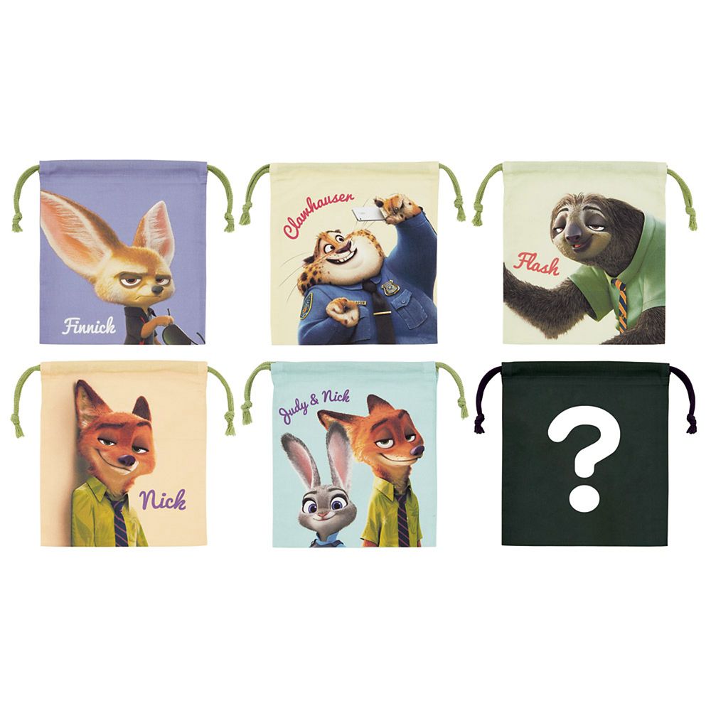 ランチ巾着 お弁用袋 Lサイズ 6枚入 全6種類 ブラインドボックス 幅20&times;高23cm 日本製 ズートピア スケーター_KBB22B_72909