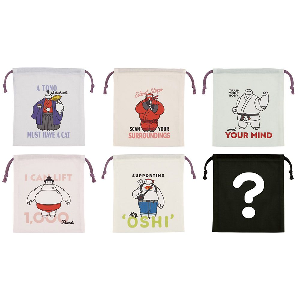 ランチ巾着 お弁用袋 Lサイズ 6枚入 全6種類 ブラインドボックス 幅20&times;高23cm 日本製 ベイマックス スケーター_KBB22B_72915