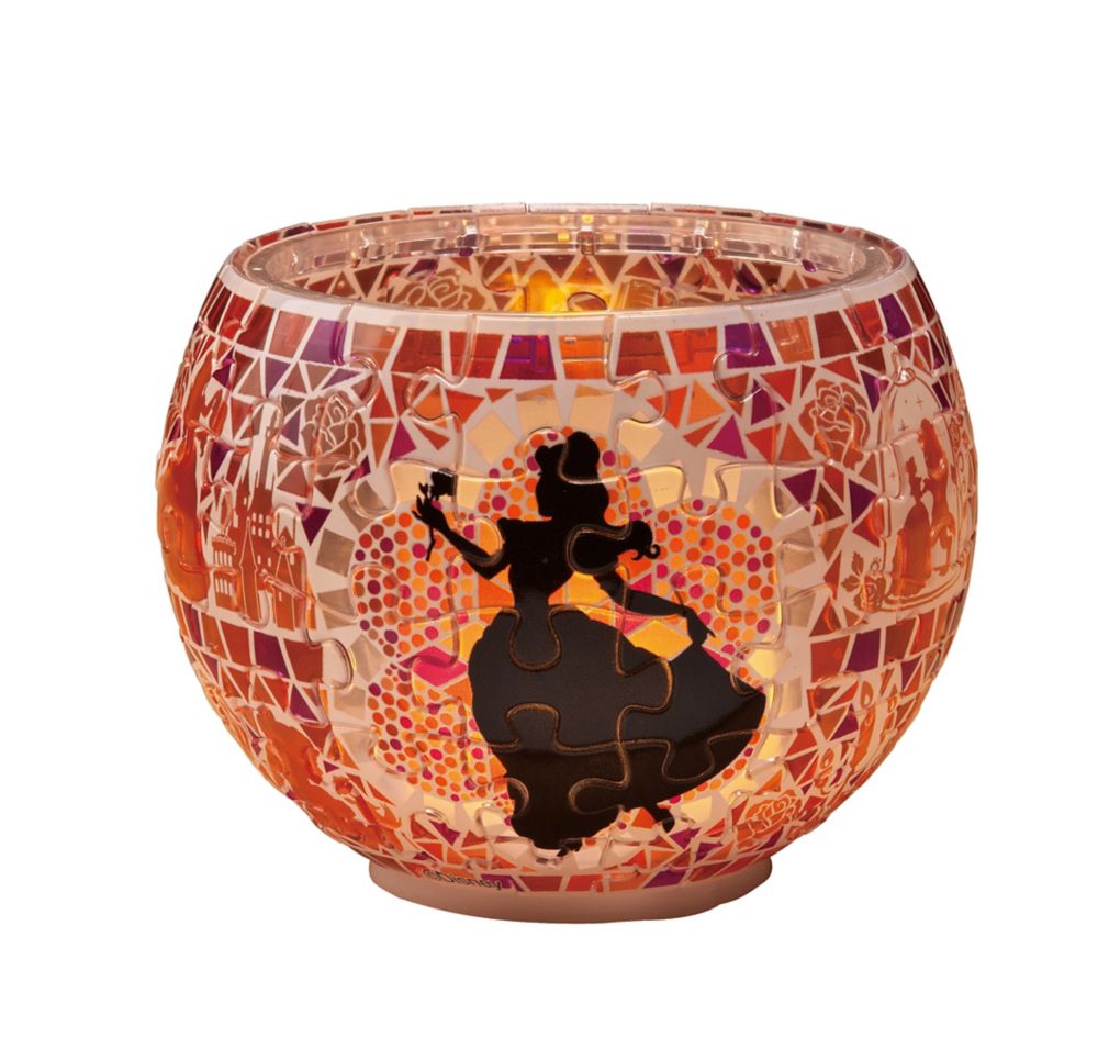 公式 ショップディズニー ジグソーパズル ランプシェード プラスティック製 ８０ピース グラスモザイク ベル 直径１０ 高さ７ｃｍ ｌｅｄ台座付き