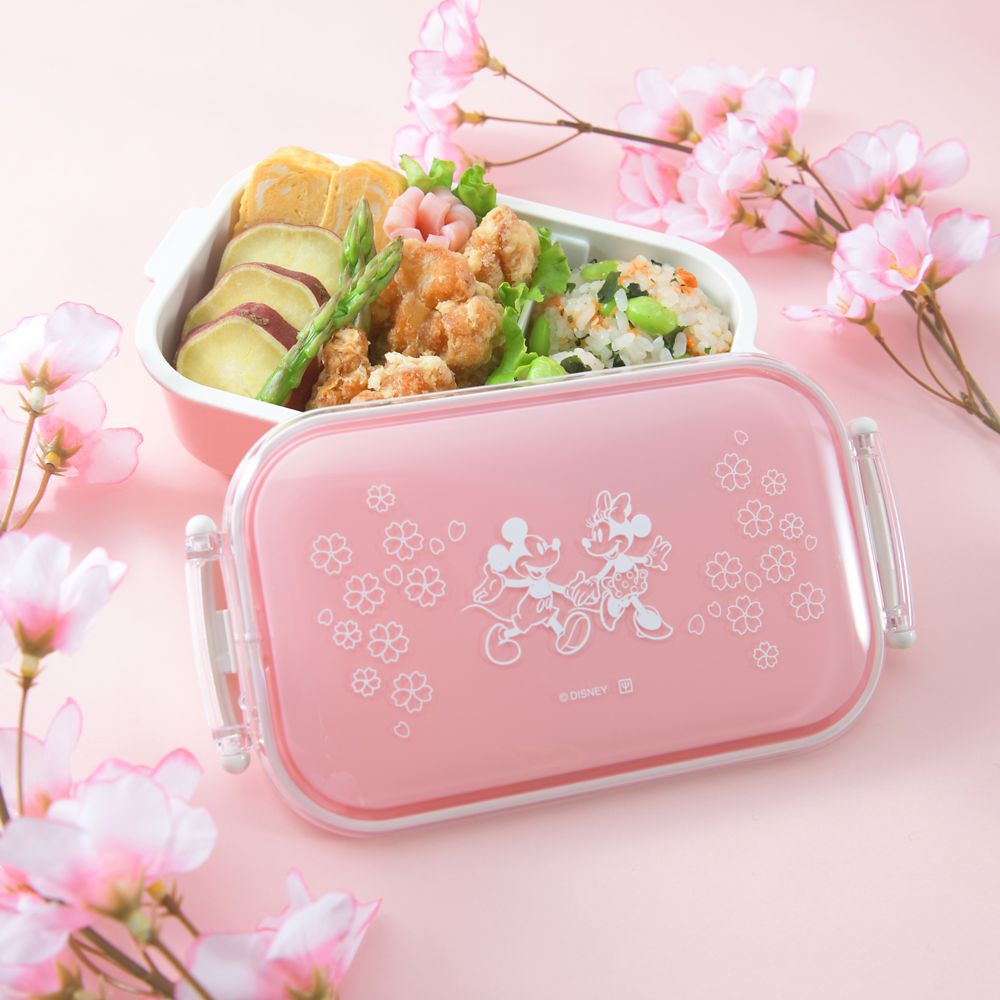 ミッキー＆ミニー　長角ランチボックス　さくら柄