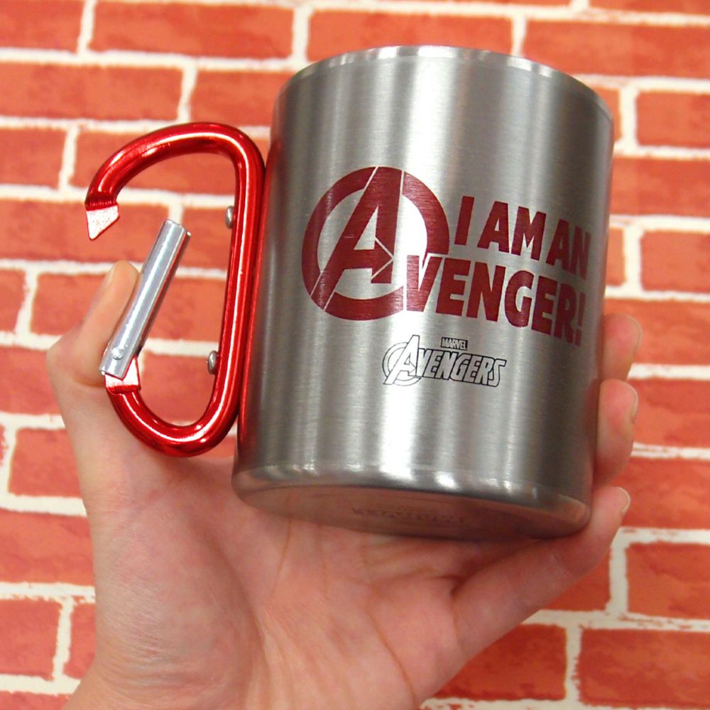 MARVEL COLLECTION(マーベルコレクション)/カラビナマグ アベンジャーズ シルバー<br>カラビナ/カラビナマグ/マグカップ/コップ/アベンジャーズ/ロゴ