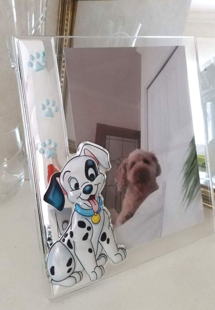 【イタリア直輸入】VALENTI　プレキシガラスフォトフレーム　シルバー加工　101匹わんちゃん（A）D274　4XC　15x20cm　2L判