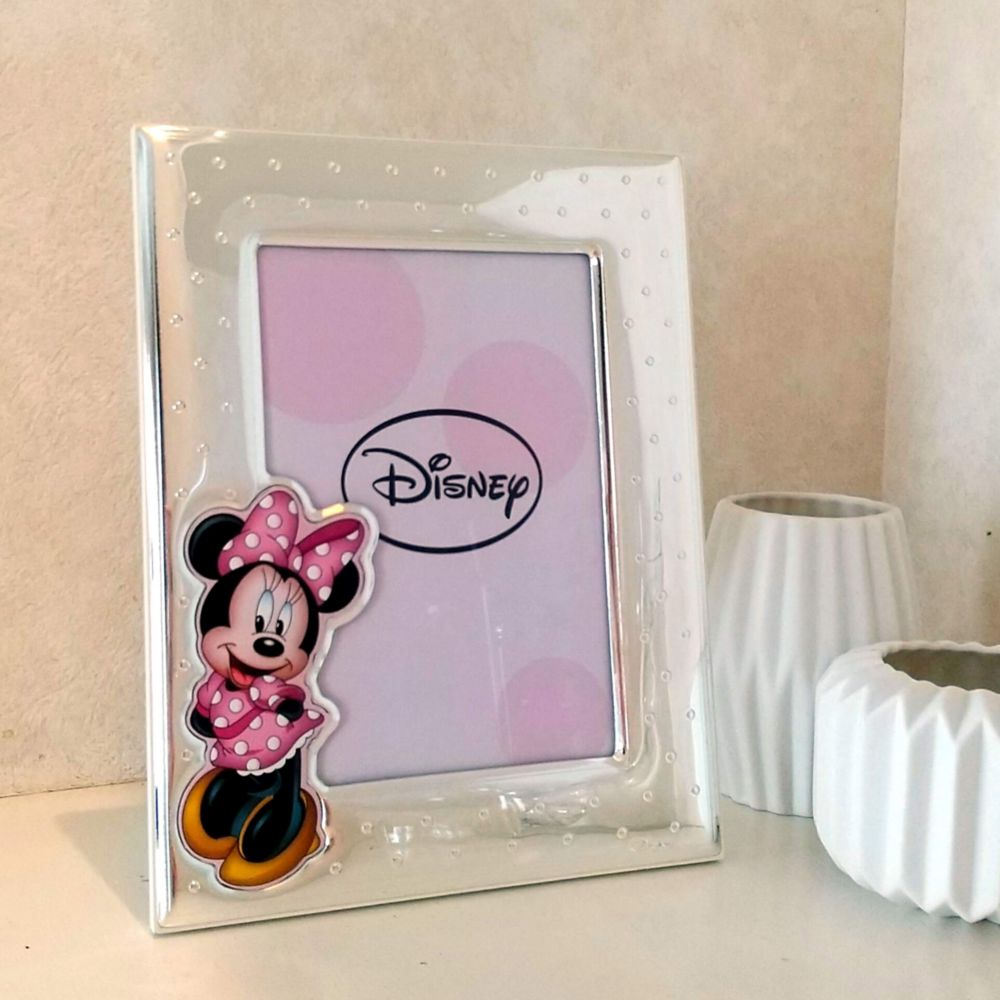 【イタリア直輸入】VALENTI　フォトフレーム 　シルバー加工　ミニーマウス（ドット柄）　D299 3LRA　9x13cm 　L判