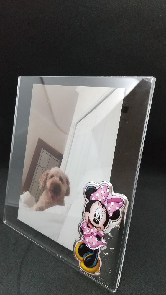 【イタリア直輸入】VALENTI　プレキシガラスフォトフレーム　シルバー加工　ミニーマウス（B）D321   4XRA　15x20cm　2L判