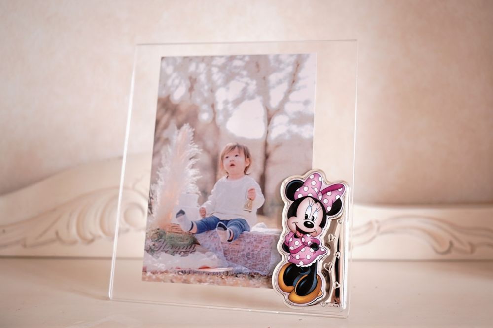 【イタリア直輸入】VALENTI　プレキシガラスフォトフレーム　シルバー加工　ミニーマウス（B）D321   4XRA　15x20cm　2L判