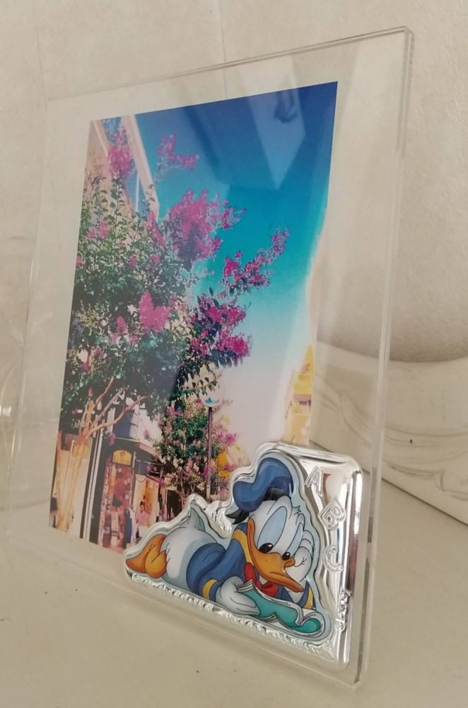 【イタリア直輸入】VALENTI　プレキシガラスフォトフレーム　シルバー加工　ドナルドダック（B）D322　4XC　15x20cm　2L判