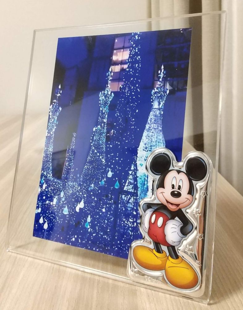 【イタリア直輸入】VALENTI　プレキシガラスフォトフレーム　シルバー加工　ミッキーマウス（B）D325 4XC　15x20cm　2L判