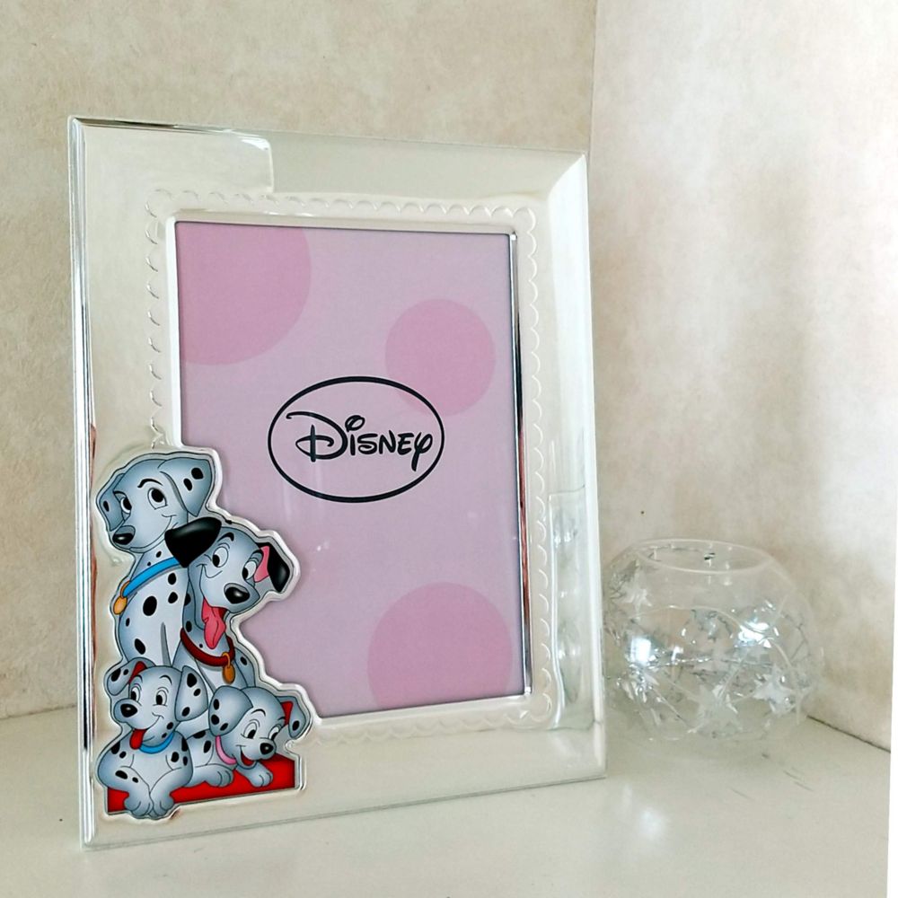 【イタリア直輸入】VALENTI　フォトフレーム　シルバー加工　101匹わんちゃん　ピンク　D314 3LRA　9x13cm 　L判