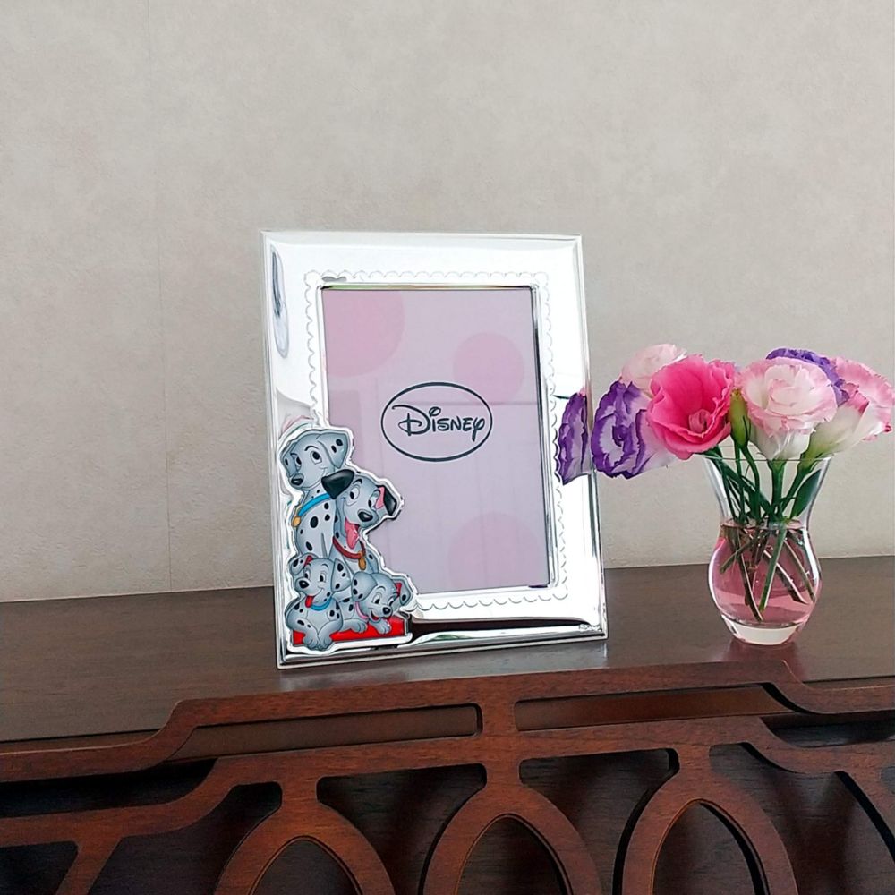 【イタリア直輸入】VALENTI　フォトフレーム　シルバー加工　101匹わんちゃん　ピンク　D314 3LRA　9x13cm 　L判