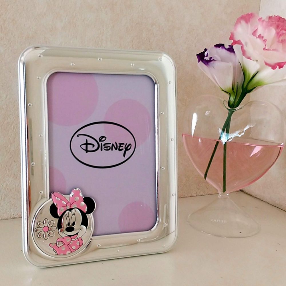 【イタリア直輸入】VALENTI　フォトフレーム 　シルバー加工　ミニーマウス（メダル）　D155 3LRA　9x13cm　L判