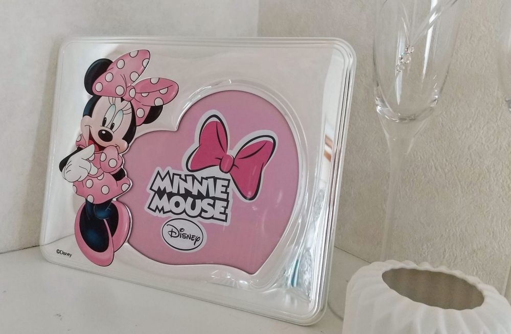 【イタリア直輸入】VALENTI　フォトフレーム 　シルバー加工　ミニーマウス（ハートくり抜き）　D232 4LRA　13x18cm　2L判