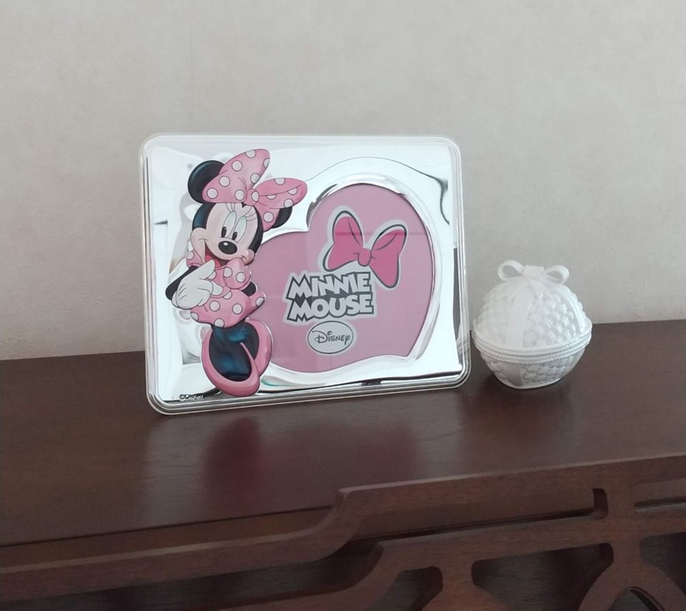 【イタリア直輸入】VALENTI　フォトフレーム 　シルバー加工　ミニーマウス（ハートくり抜き）　D232 4LRA　13x18cm　2L判