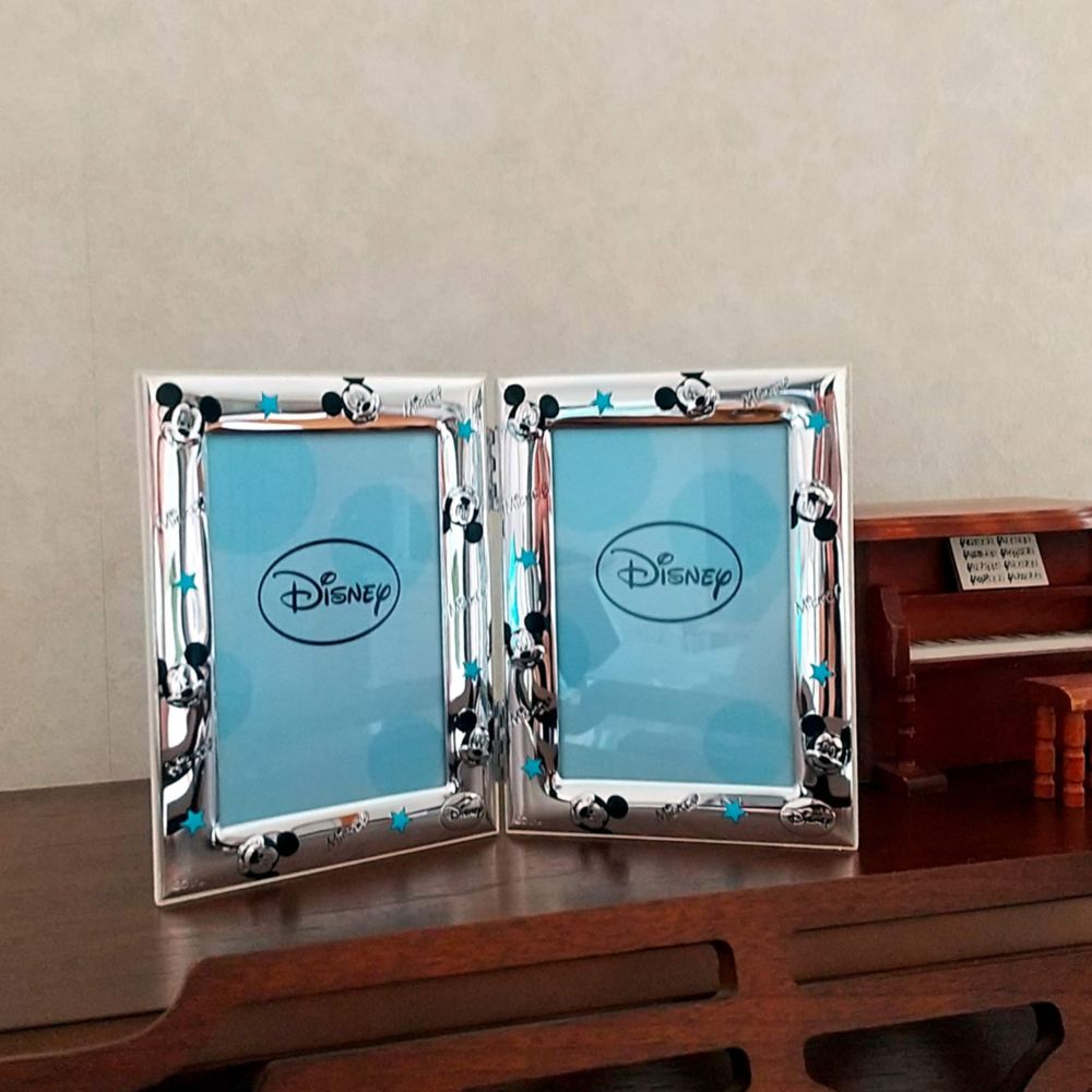 【イタリア直輸入】VALENTI　フォトフレーム 　シルバー加工　ミッキーマウス（ダブル）　D364 3LC　9x13cm  L判