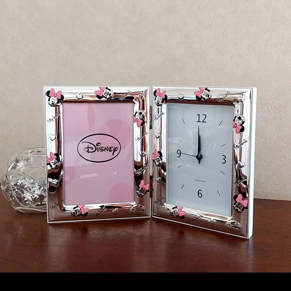【イタリア直輸入】VALENTI　フォトフレーム 　シルバー加工　ミニーマウス（クロック）　D365 3ORLRA　9x13cm　L判