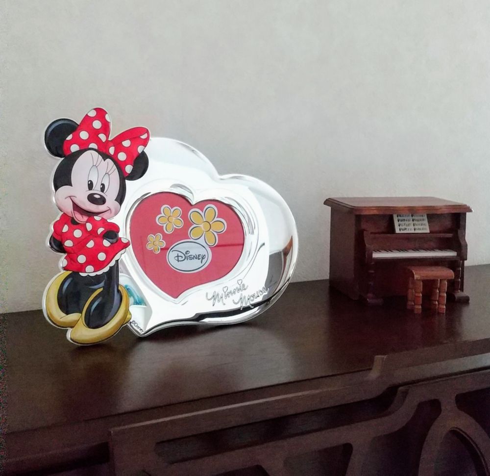 【イタリア直輸入】VALENTI　フォトフレーム 　シルバー加工　ミニーマウス（ハート）　D230 3XLRA　13x11cm　L判