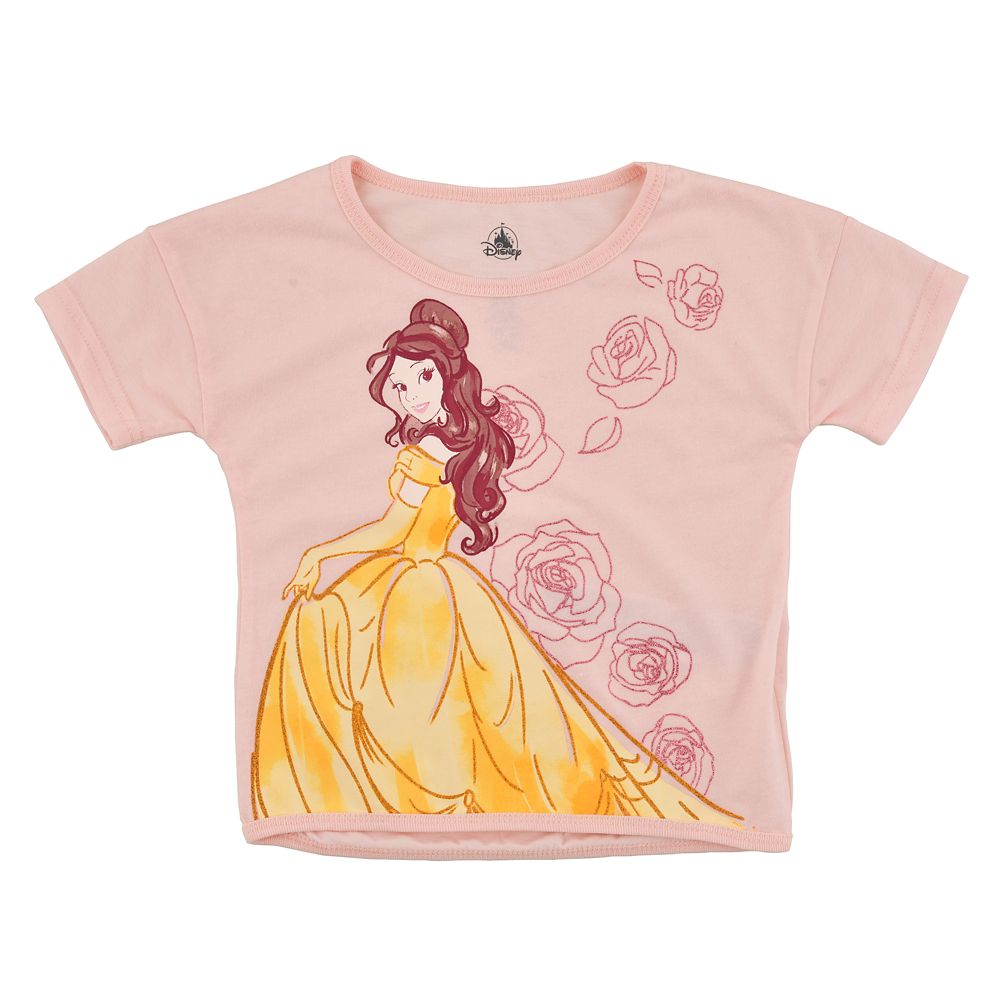 公式 ショップディズニー ベル キッズ用半袖tシャツ Rose ラメライン