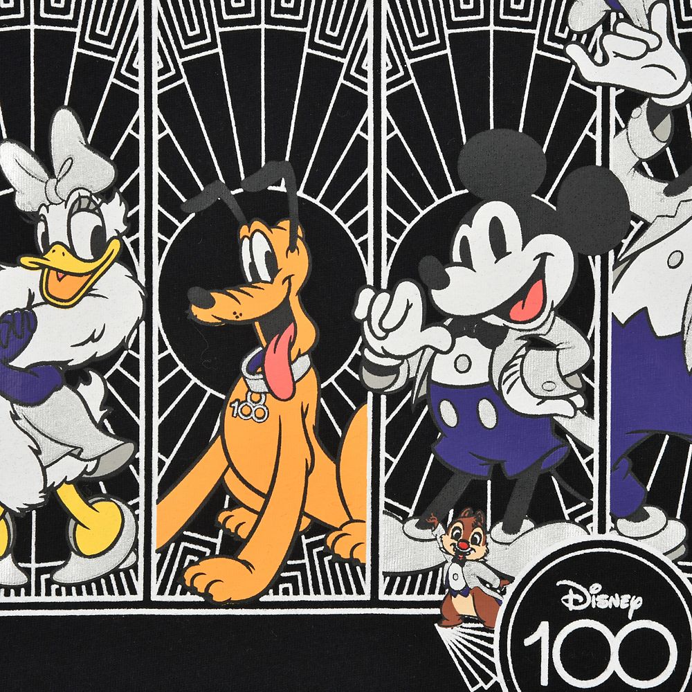 ▲★ミッキー＆フレンズ 半袖Tシャツ ブラック The Disney100 Platinum Celebration Collection★