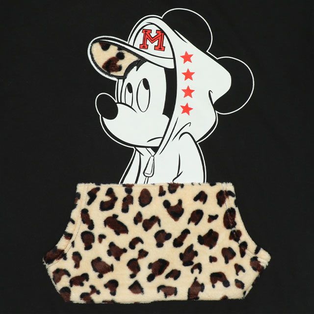 【ベビードール】ミッキー 親子お揃い ヒョウ柄ボアポケットトレーナー 0004K / ベビーサイズ キッズ ペアルック リンクコーデ トップス 長袖