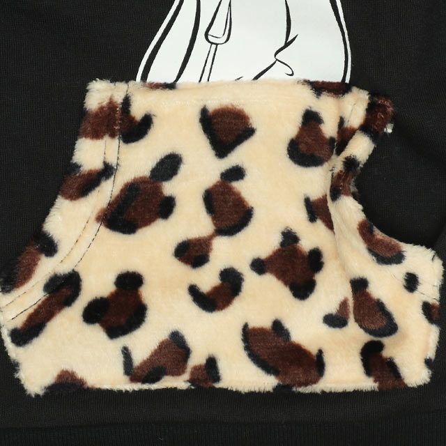 【ベビードール】ミッキー 親子お揃い ヒョウ柄ボアポケットトレーナー 0004K / ベビーサイズ キッズ ペアルック リンクコーデ トップス 長袖