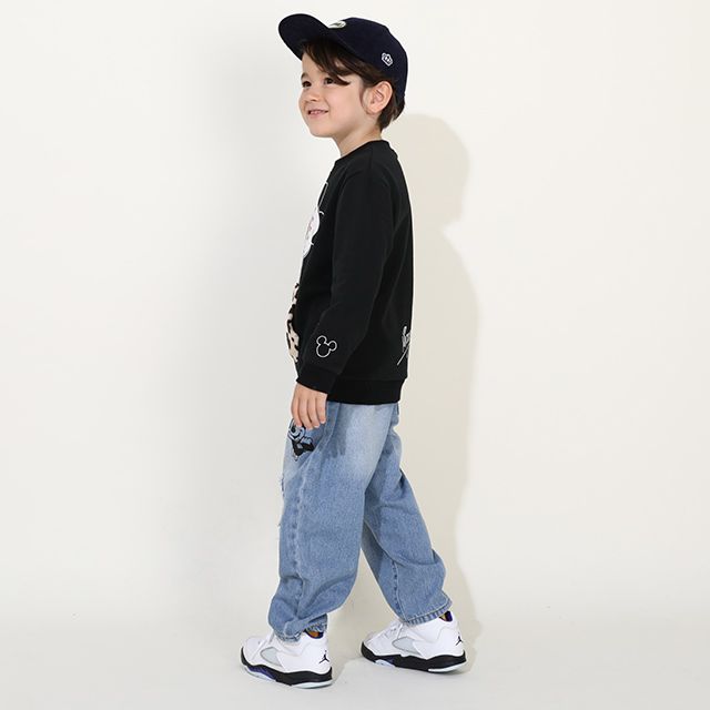 【ベビードール】ミッキー 親子お揃い ヒョウ柄ボアポケットトレーナー 0004K / ベビーサイズ キッズ ペアルック リンクコーデ トップス 長袖