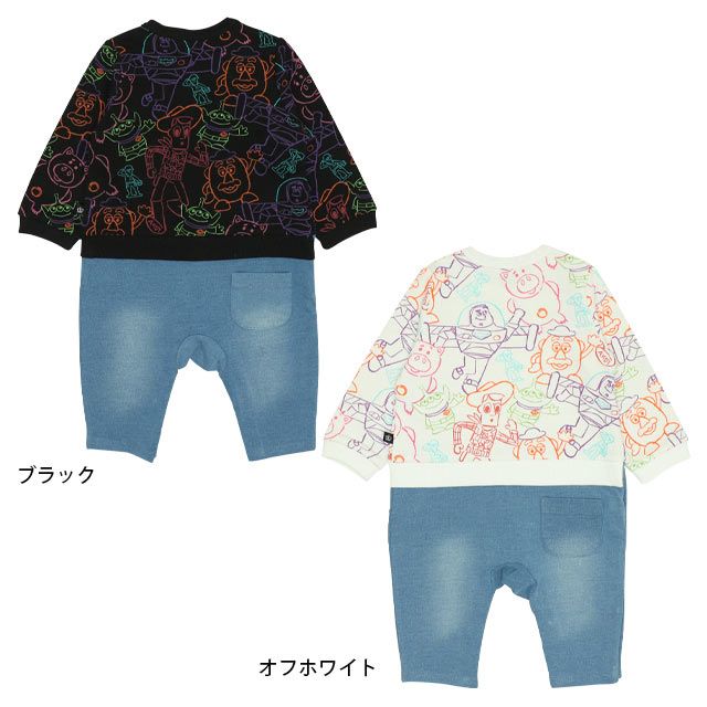 【ベビードール】トイ・ストーリー 裏毛総柄ドッキングロンパース 0005B / ベビーサイズ 赤ちゃん 出産祝い 贈り物 プレゼント リンクコーデ ペアルック 親子コーデ ベビー服 ウッディ バズ・ライトイヤー ハム リトルグリーンメン ポテトヘッド グリーンアーミーメン
