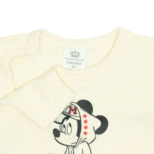 【ベビードール】ミッキー ヒョウ柄ボアポケットドッキングロンパース 0006B / ベビーサイズ 赤ちゃん 出産祝い 贈り物 プレゼント リンクコーデ ペアルック 親子コーデ ベビー服 スウェット素材